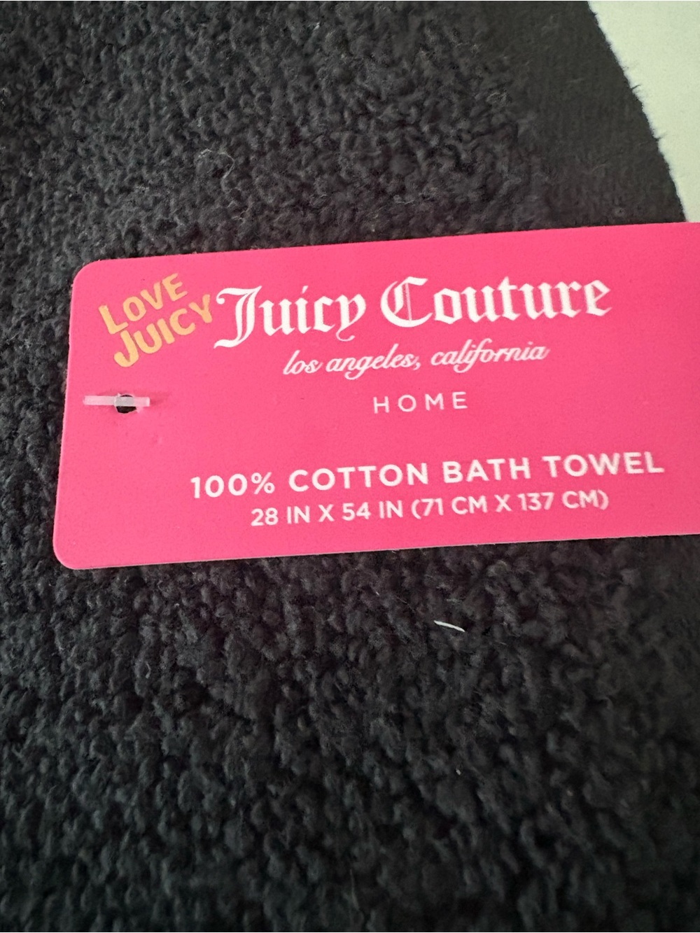Juicy Couture Two Black Bath Towels with Gold Trim - Picture 4 of 4